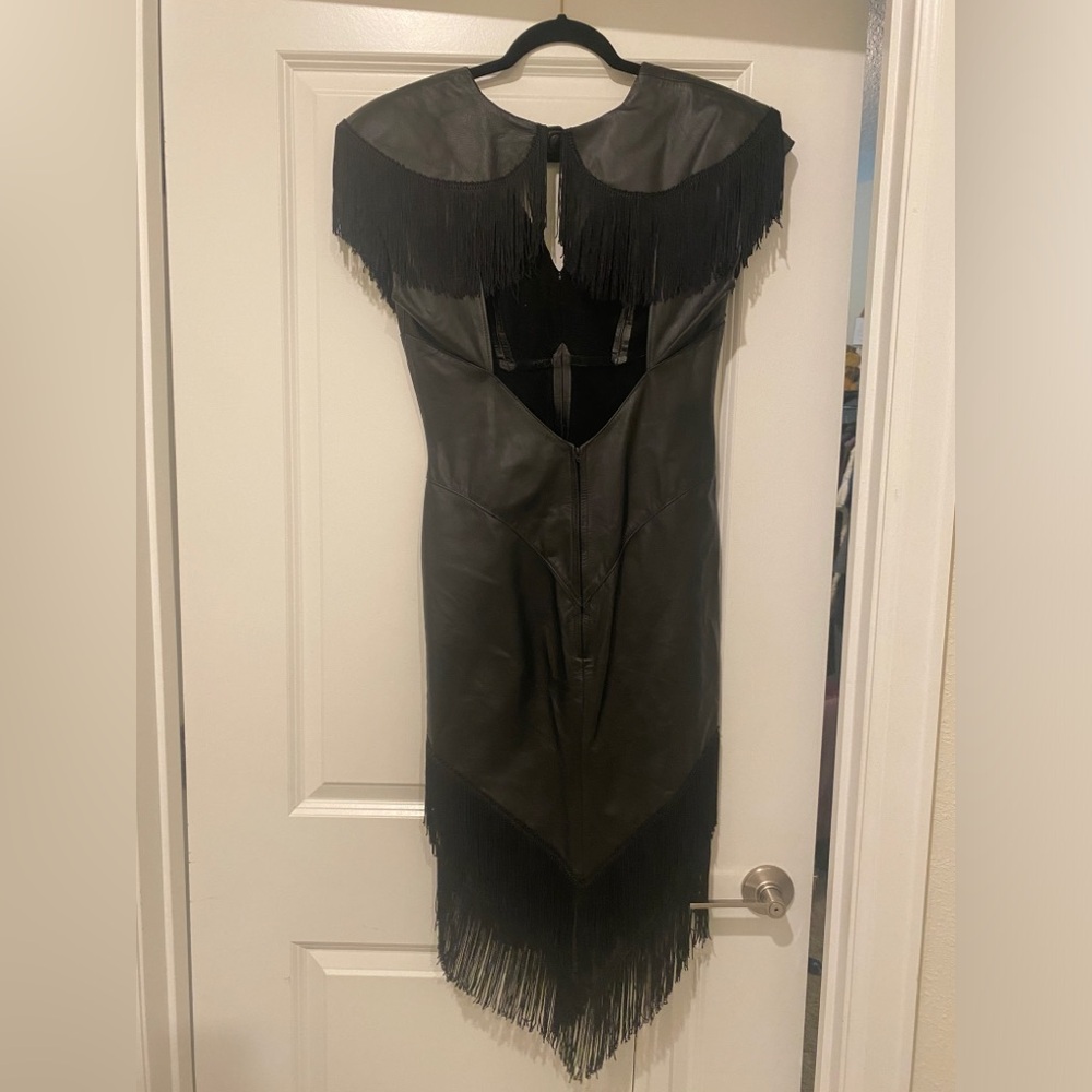 1980s 100% Leather Suede lined Western inspired Dress - Picture 2 of 6
